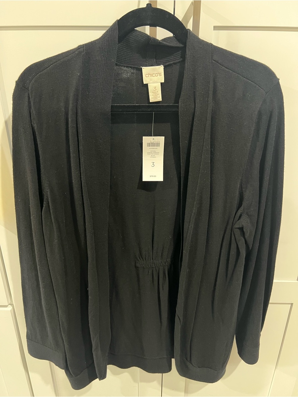 Chico's Black Open-Front Drape Cardigan